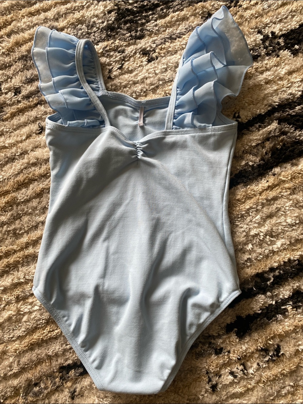 Girls' Light Blue Ruffle Strap Leotard - Picture 3 of 3